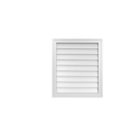 Ekena Millwork Vertical Surface Mount PVC Gable Vnt: Non-Functional, w/2"W x 1-1/2"H, Brickmould Frame, 24"W x 28"H GVPVE24X2802SN